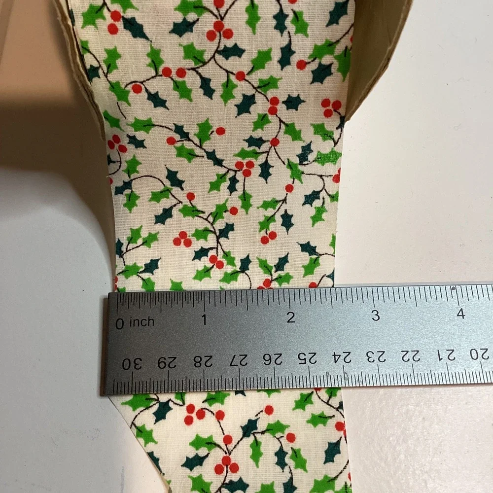 Vintage Christmas Holly Berry Fabric Ribbon 2.5 Inch Spool Holiday Decor 15 yard